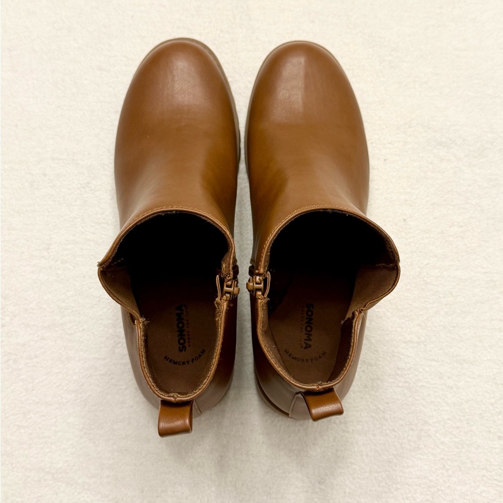 Brown Ankle Boots Side Zip Minimalist Comfort Booties Women’s Size 10 - Picture 7 of 10